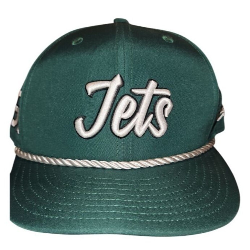 New Era NY Jets NFL 100 Sideline Snapback Hat Green Rope Throwback Logo